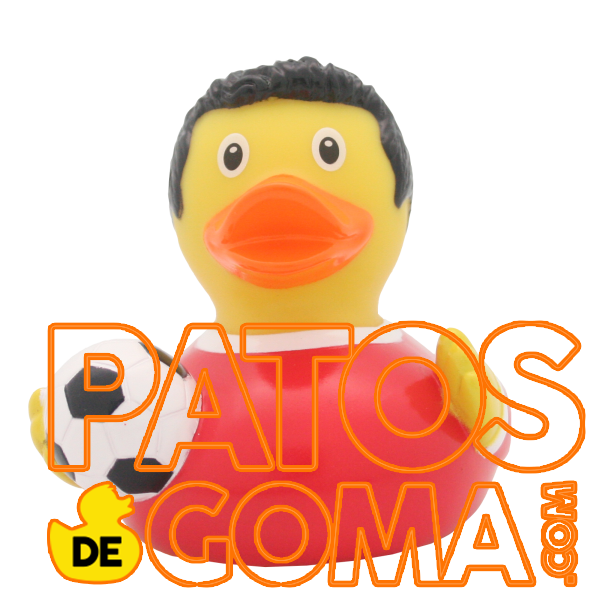 pato de goma futbolista rojo