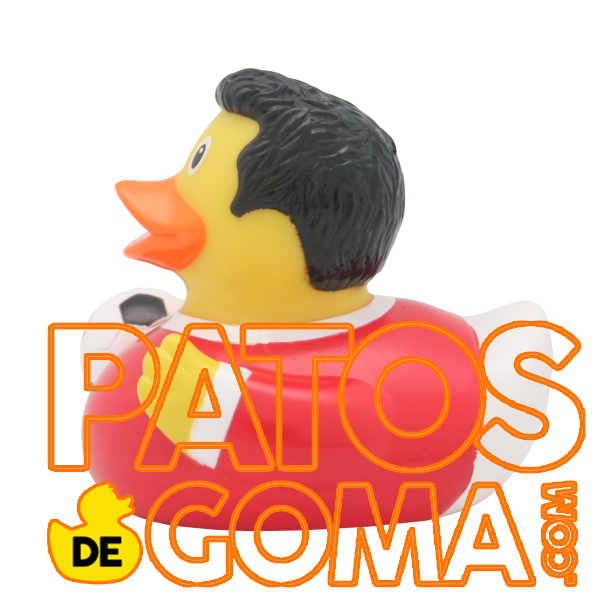 pato de goma futbolista rojo