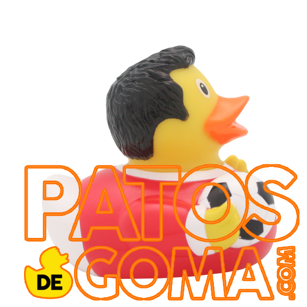 pato de goma futbolista rojo