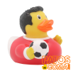 pato de goma futbolista rojo e