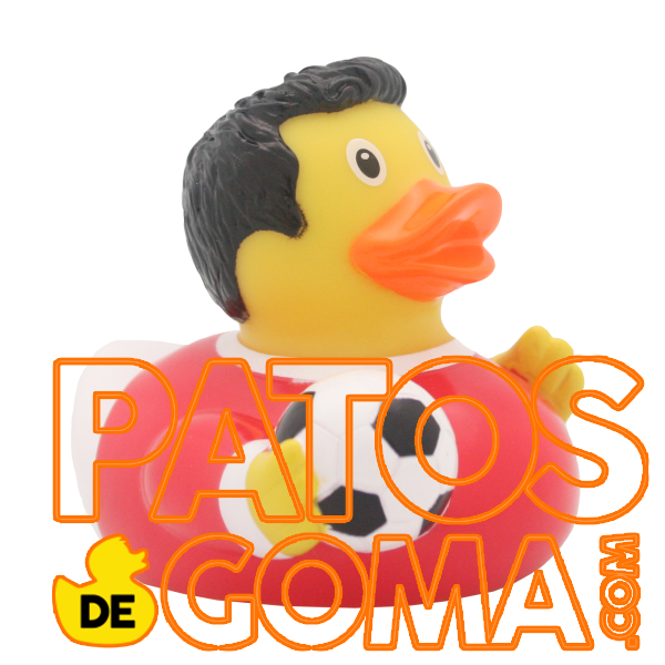 pato de goma futbolista rojo