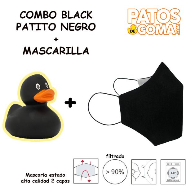 combo patito negro con mascarilla