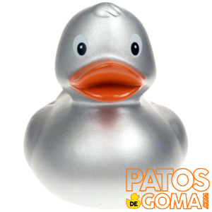 pato de goma en color plata