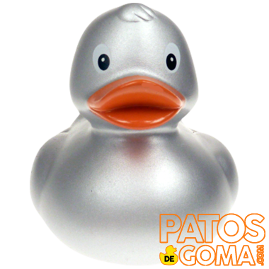 pato de goma en color plata