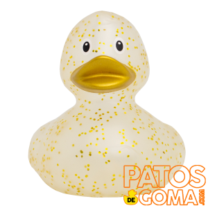 pato de goma purpurina oro