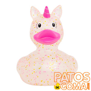 pato de goma unicornio con purpurina