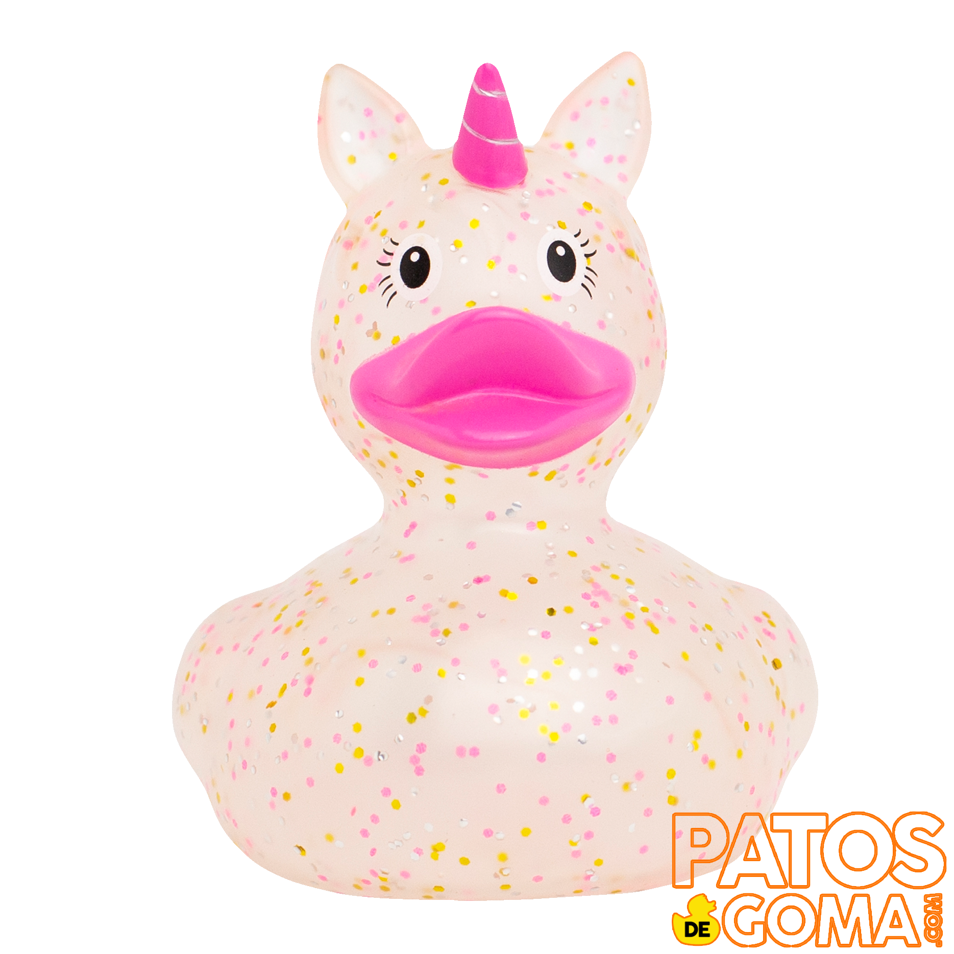 pato de goma unicornio con purpurina